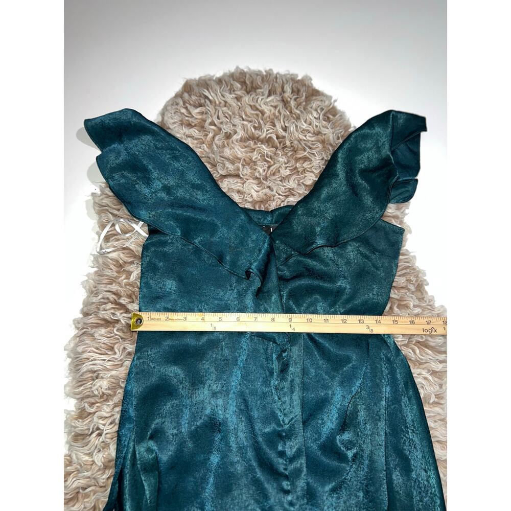 Lulus women’s New off the shoulder mariah satin emerald green wrap maxi dress - Picture 7 of 14